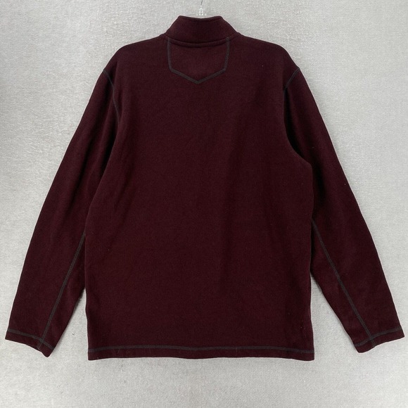 Eddie Bauer Sweater Mens LG TALL Burgandy Fleece Pullover 1/4 Zip Outdoor Casual - Picture 2 of 14